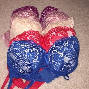 6 Set Lace Bras 38/85C PINK Multicolor NWT